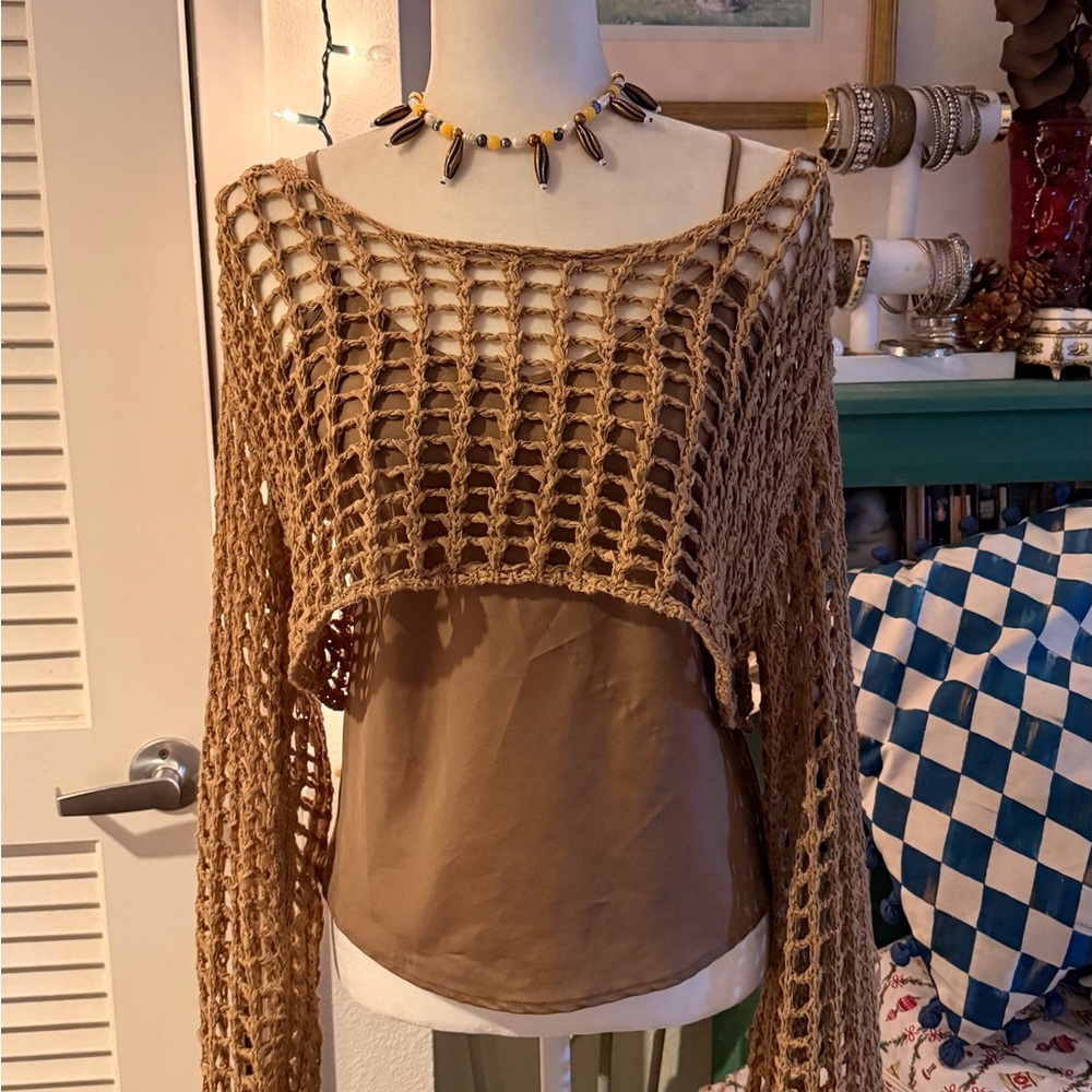 HYFVE Tan Open-Knit Sweater